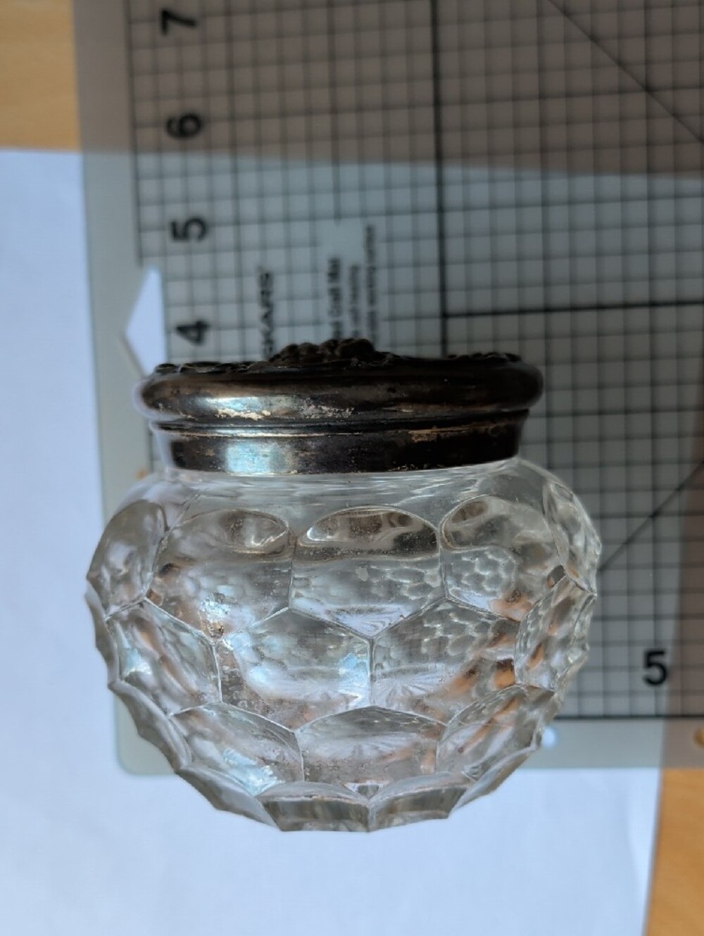 Vintage Glass Jar with Ornate Silver-Tone Lid - Picture 5 of 7